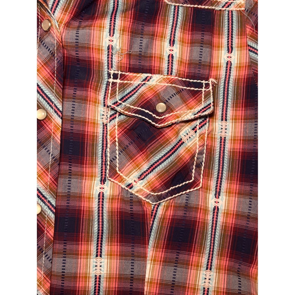 Cowgirl Legend Rodeo Western Snap Shirt L Multicolor Plaid Embroidered Cowgirl - Picture 5 of 10